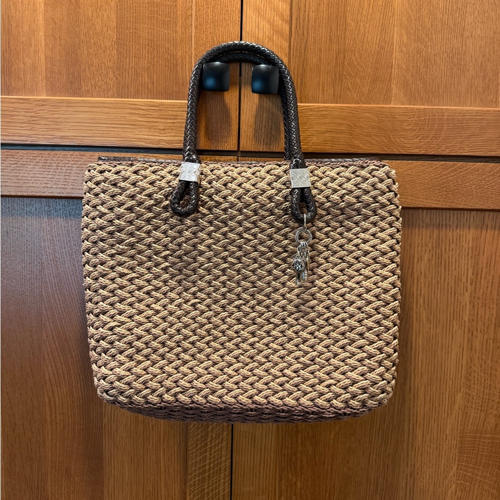 Brighton Woven Tote Bag - Brown and Tan
